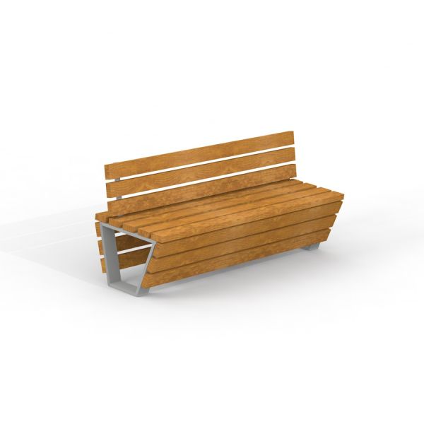 Ryga Deco Bench w/ Backrest puidust pink mänguväljaku varustusega.