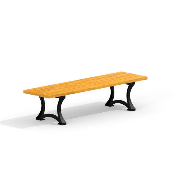 Bordeaux Bench w/o Backrest parkimööbli puidust iste mustadel jalgadel