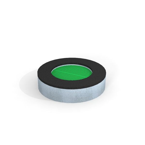 Round trampoline (100 cm) laste mänguväljakule musta ja rohelist värvi trampoliiniga.