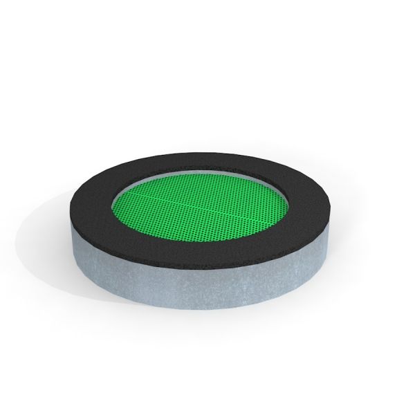 Round trampoline (150 cm) lastele turvakummiga rohelise hüppenetiga