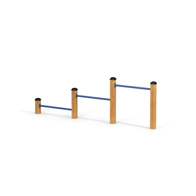 Agility Jump Bars Set - puidust ja sinistest baaridest koosnev laste mänguväljakuelement kõrguste ha