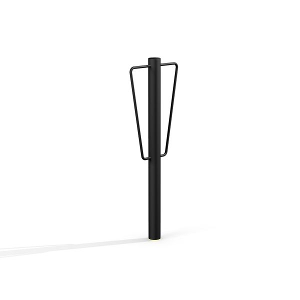 Mustast metallist Bicycle Stand jalgratta parkimiskoht mänguväljakule.