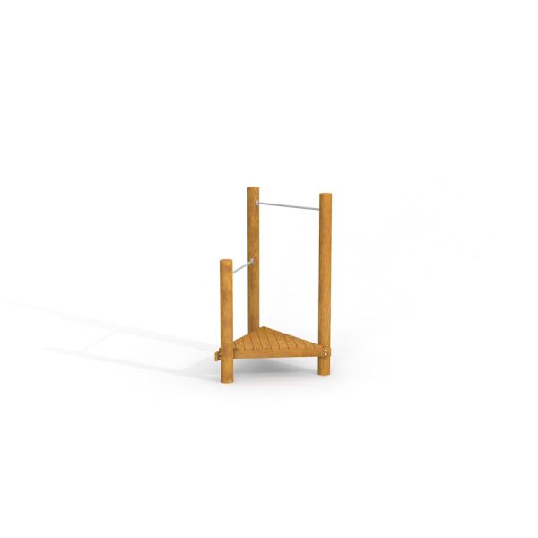 Gymnastic Bar w/ Wooden Deck, kolmem postiga, puidust tasapinnaga mänguväljakuelement