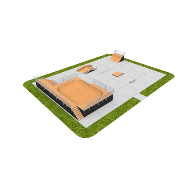 Skate Park 15 tänava rulapark koos kaldteede ja hüppetõketega.