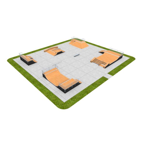 Skate Park 16 tänavakäärude ja platvormidega, sobib rula- ja tõukerattaspordi harrastajatele.