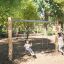Laste kiikub Nature Swing Eco mänguväljakul päikesepaistelises pargis.
