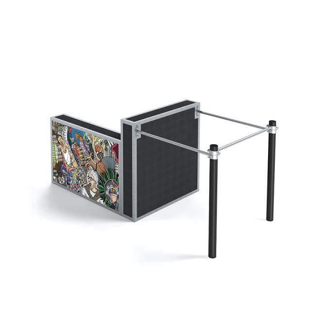 Small parkour set I, grafitihallid metallist turnimisseinad ja horisontaalne redel mänguväljakul