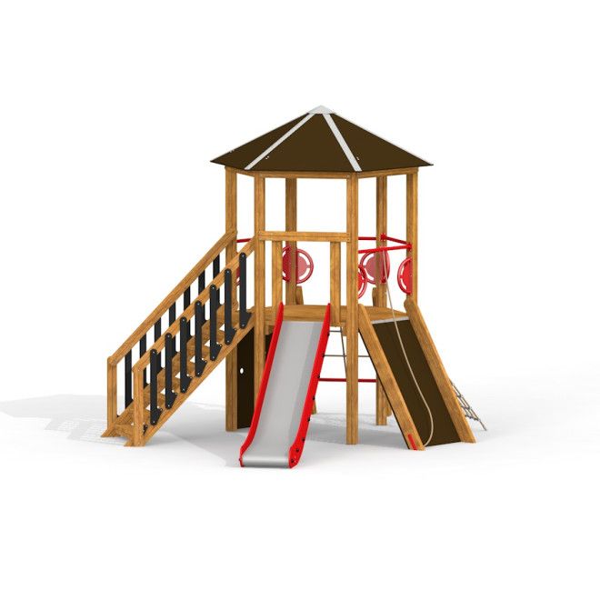 Six Angle w/ Stairs & Slide laste mänguväljak koos redeli ja liuguriga
