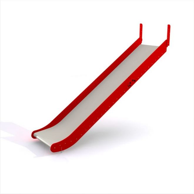 Slide punane ja hall liuväli mänguväljakule.