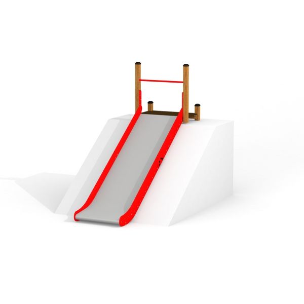 Laste kiikredeliga liutor Hill Slide Wide SLW180 punaste äärtega ja puidust tugipostidega.