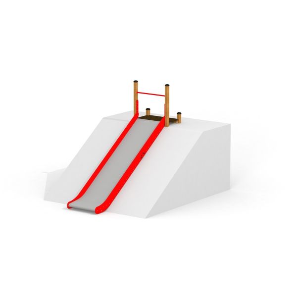 Laste liug Hill Slide Wide SLW210 punaste äärtega ja puidust tugipostidega.
