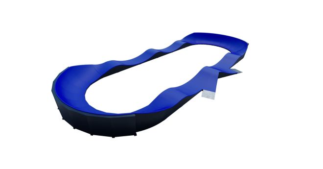 Modular Pumptruck sinise kattega pumptrack-rada laste mänguväljakule.